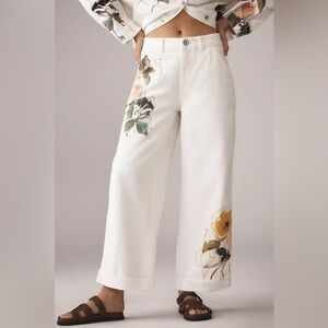 Leigh Viner x Anthropologie Relaxed Cuffed Wide-Leg Trousers 31